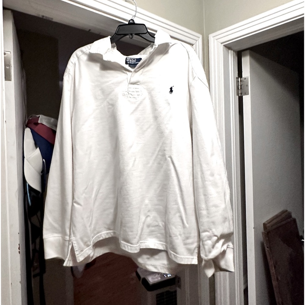 Polo Ralph Lauren Elbow Patch Collared Long Sleeve White Golf Shirt Mens XXL